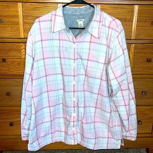 LL BEAN WOMEN’S PINK FLEECE LINED FLANNEL